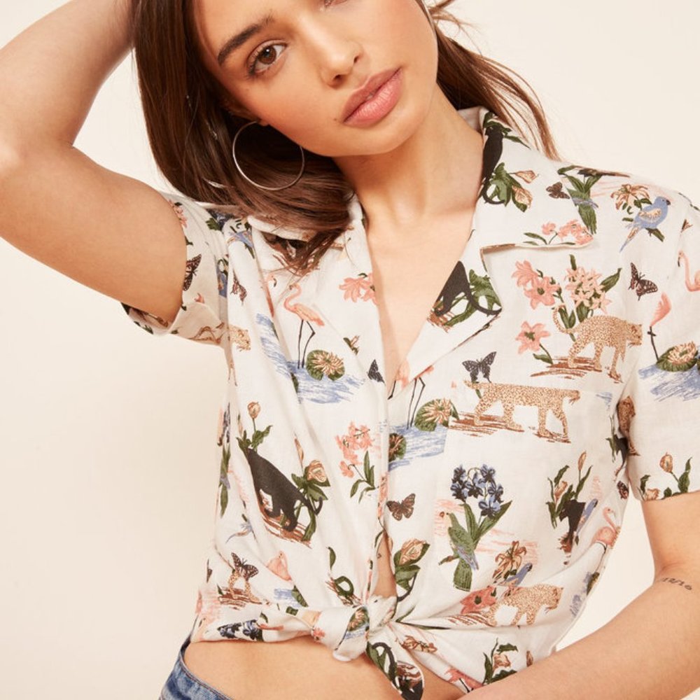 Reformation Holiday Shirt in Janeiro Print